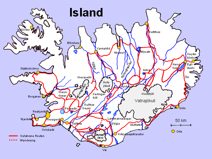 Islandkarte gesamt